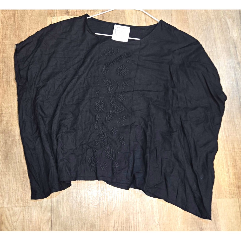 Ariat Women's Black Embroidered Pullover Blouse Round Neck Woven Cotton M